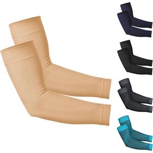 KEKING Compression Arm Sleeves, Firm 20-30mmHg Graduated Compression Full Arm Support for Recovery, Pain Relief, Tendonitis, Golfers & Tennis Elbow Brace, Workouts Sports - Latex Free Beige XXL (XX-Large (1 Pair))