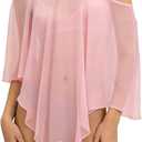 Miqil Women Sexy Off the Shoulder Sheer Mesh Shawl Poncho Boho See Through Lightweight Flowy Bolero Summer Beach Cover Ups One Size