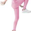 Girls Metallic Active Leggings Size 4-14 Years Shiny Sparkly Mystique Stretch Ankle Length for Kids Youth Teen (Pink)