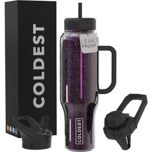 Coldest Tumbler with Handle and Straw, 100% Leak Proof Insulated Tumbler with Lid and Straw (3 Lids), Stainless Steel Tumblers for Women & Men, Cup Holder Friendly, 46 oz (Enchanted Rock)