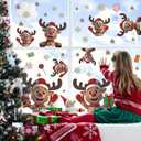 Christmas Window Clings Reindeer, Xmas Elk Wall Decals, Christmas Reindeer Wall Stickers, Xmas Snowflake Window Stickers, Xmas Candy Giftbox Wallpaper for Party Home Living Room Bedroom