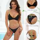 HXN Womens Two Piece Bikini Sets 2025 Neon Color Block Sexy Tummy Control Swimsuit Triangle Bathing Suit for Beach Vacation (Black, XL)