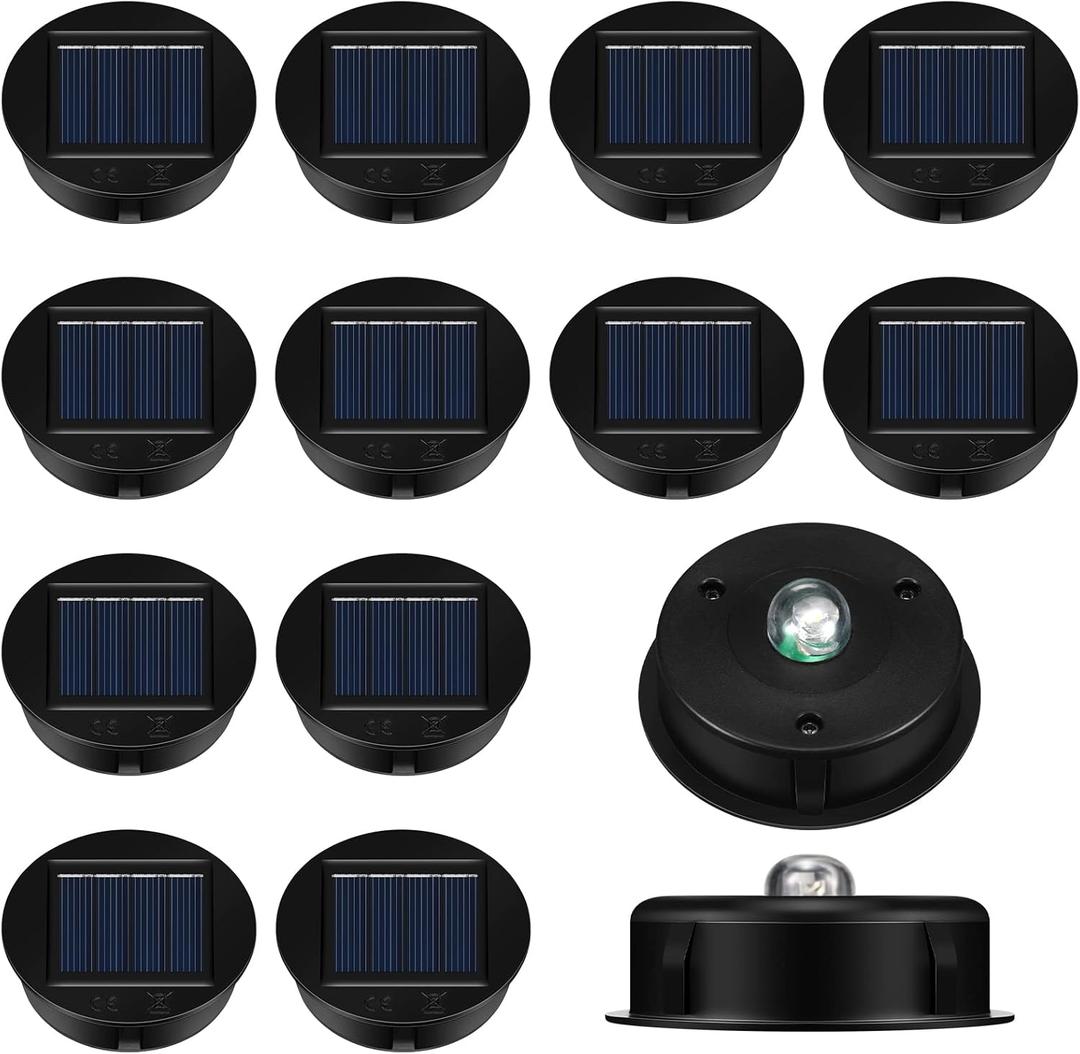 Jeyiour 12 Pack Solar Light Replacement Tops Replacement Solar Light Parts Waterproof LED Panel Lantern Lid Outdoor Top Kit for Hanging Lanterns Patio Decor(3.15 in)