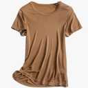 Women Solid Color Crew Neck Soft Short Sleeves T Shirt Classic-Fit Casual Cozy Top XL