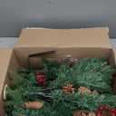 Outdoor Christmas Tree Frosted Urn Filler 2 Set, Pre-lit Artificial Xmas Tree with Cones & Red Berries, Small Christmas Tree with 70 Warm Lights