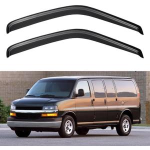 Window Visors Rain Guards for 1996-2026 Chevy Express Van, Window Vent Wind Shade Deflectors for 96-26 GMC Savana
