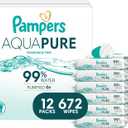 Pampers Aqua Pure Baby Wipes, 99% Water, Fragrance Free, 672 Baby Wipes Total (12X Flip-Top Packs) 