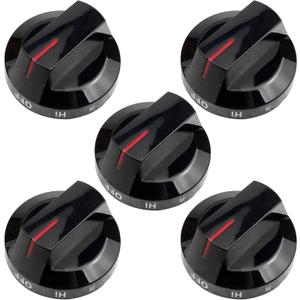 Upgraded DG94-04167M Gas Stove Knobs Fit for Samsung Stoves/Ovens NX60A6111SG/AA NX60A6311SG/AA NX60A6511SG/AA NX60A6711SG/AA Black (5-Pack)