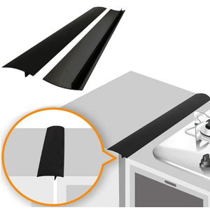 Linda’s Essentials Silicone Stove Gap Covers (2 Pack), Heat Resistant Oven Gap Filler Seals Gaps Between Stovetop and Counter, Easy to Clean Stove Gap Guard (21 Inches, Black)