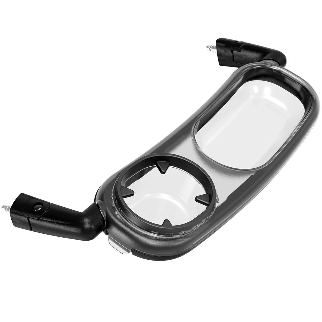 Snack Tray Fits for UPPAbaby Vista/Vista V2/Vista V3/Cruz/Cruz V2/ RumbleSeat/RumbleSeat V2, Stroller Tray with Cup Holder & Recessed Bowl, Dishwasher Safe, Quick Attachment, Folds with Stroller, Grey