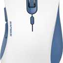 RAPIQUE Bluetooth Wireless Mouse - Dual Bluetooth & 2.4 GHz USB Receiver, Ergonomic Design, Quiet Clicks, Low Power - Multi-Device Compatibility for MacBook, Laptop, Computer (Blue and White)