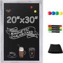 SELEAD Magnetic Chalkboard Words Sign - 20" x 30" Solid Wood Rustic White Wide Frame Wall Decor Display Board Pizarra for Wedding, Business, Restaurant