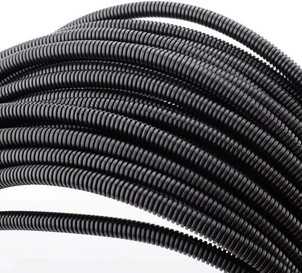 ZhiYo 100 FT 1/4 Wire Loom Split Tubing Auto Wire Conduit Flexible Cover (Black)