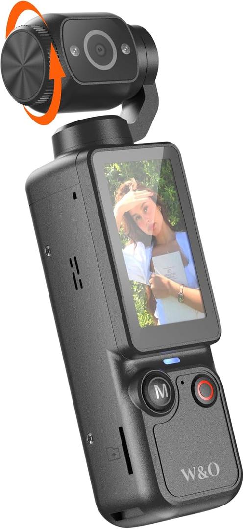 W & O Vlogging Camera with 180 Rotating Lens, Pocket Camera with Audio & Video Recording,7-Hour Battery, Handheld POV Cameras with 32GB, Easy One-Button Recording for Travel,Daily Life (Dark Gray)