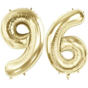 Number 96 Balloons for 96th Birthday Party Decorations, 40" Champagne Gold Foil Helium Balloons, 40 Inch 0100 Anniversary Supplies for Women Men and Grandpa Grandma