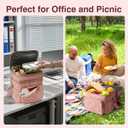 Lunch Bag Women Double Layer Lunch Bag Puffer Insulated Lunch Box Waterproof Bottom Large Lunch Box for Women for Work or Travel,Pink