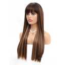 Highlight Blonde Wigs for Women Long Straight Wig with Bangs Natural Fashion Silky Soft Remy Hair Heat Resistant Fiber Synthetic Wigs Machine Made Glueless Wig Regular Everyday Realistic Full Wig 24''