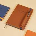 KetA Lined Notebook with Pen Holder, College Lined Journal, Premium Thick Paper, A5, 5.9 x 8.4 inch, 192 pages Dream Notebook (Orange)