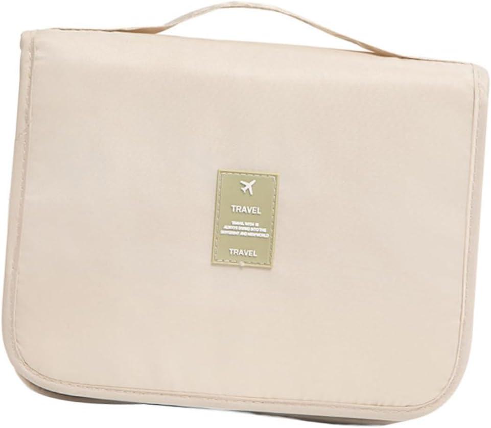 Minkissy 1pc Makeup Bag Multipurpose Travel Cosmetic Organizer Hanging Hook Space-saving Toiletry Pouch for Home Travel Beige