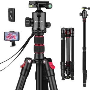 Professional Tripod for Camera, Victiv 81 inch Aluminium Compact Travel Camera Tripod Monopod Heavy Duty with Phone Mount, Compatible with Canon Nikon Sony (Black)