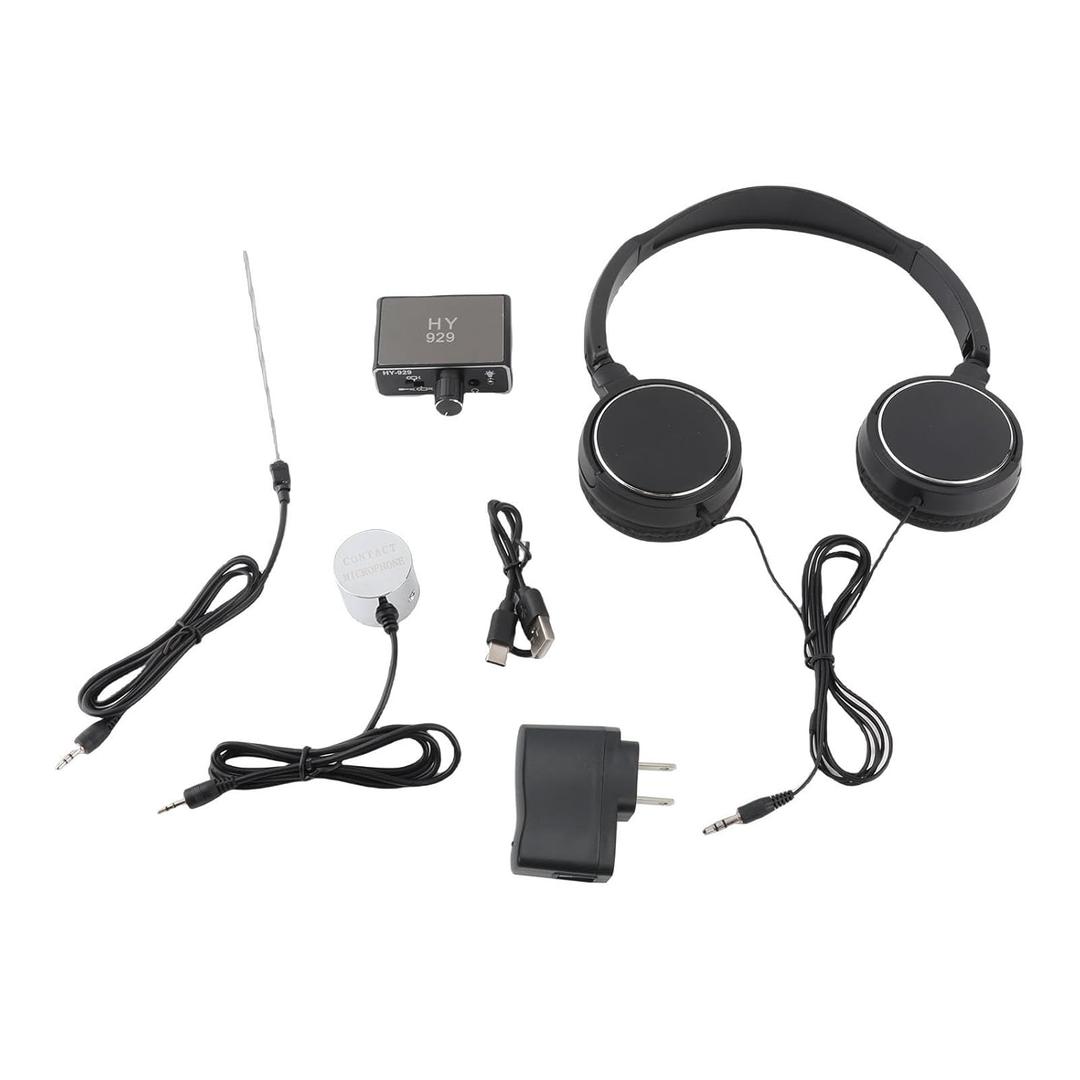 Underground Water Leak Detector Water Pipe Leakage Detector, Pipe Leak Detector High Strength Sound Intensifier with Headset AC100-240V for Site Construction Plumbing Leak (US Plug)