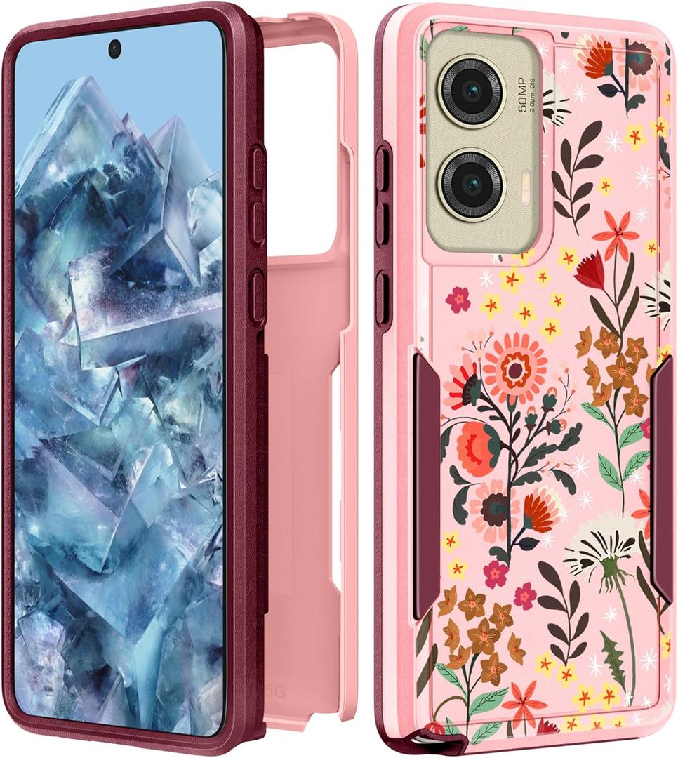 for Moto G Stylus 5G 2024 Case Women - Cute Girls Phone Cover Girly Aesthetic Design Floral Flower Heavy Duty Protective Shockproof Military Grade for Motorola Moto G Stylus 5G 2024 Cases