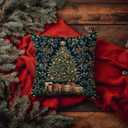 Magical William Morris Christmas Tree Pillow Covers 18x18, Whimsical Christmas Decor, Fantasy Full Moon Starry Night Decorative Throw Pillow Covers for Home Bedroom Living Room (Color-2)
