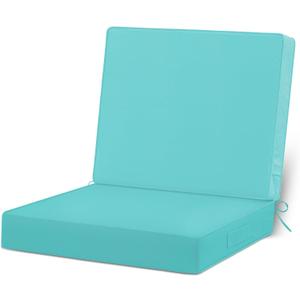 Cozyide 22x22 Outdoor Cushions for Patio Furniture, Waterproof Outdoor Chair Cushions with Non-Slip Ties and Handle, Washable Deep Seat Cushions for Outdoor Furniture with Removable Cover, Teal, 22x22x3