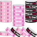 Bulk Breast Cancer Awareness Paper Wristband for Events Waterproof Breast Cancer Bracelets Pink Ribbon Hope Faith Strength Courage Paper Bracelets for Women Campaigns Fundraising Charity