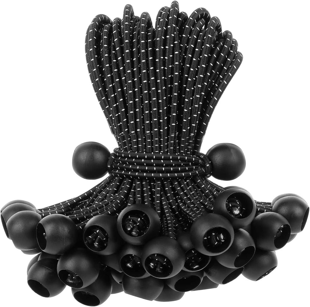 Bungee Balls 12 inch,50 pcs Tarp Bungee with Balls for Canopy, Camping Tarp, Shelter,Cargo,Tent Poles UV Resistant