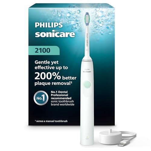 Philips Sonicare 2100 Series Electric Toothbrush - Sonic Toothbrush with Advanced Sonic Technology, Two Intensity Settings, Smartimer & Quadpacer, White, Model HX3661/04