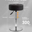 IBUYKE Height Adjustable 360Swivel Vanity Stool, Tufted Round Vanity Chair for Makeup Room, Faux Leather Vanity Stool for Bathroom, Living Room, Modern Ottoman, Black WBD025B