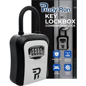 Rudy Run Key Lock Box for Outside  Large Outdoor Lockbox for Keys with Code, 4-Digit Combination Hidden Safe to Hide a Key Outside, Portable Safe Key Storage for Home, Airbnb, Realtor and Rental