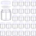Norme 24 Pcs 4 oz Glass Jars with Lids Leakproof Round Airtight Empty Cosmetic Jars with Inner Liners Lid for Storing Lotions Powder Ointments Making Tins(White, Clear)