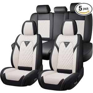 for Toyota Camry Seat Covers 2001-2026,Premium Leather, 360° Full Protection, Thick Padding & Memory Foam, Waterproof & Stain-Resistant Car Seat Cover Full Set (5 Seat,Cream White)