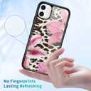 Black Leopard&Pink Lily Phone Case for iPhone 14 Black Leopard Lily Case Cover TPU Bumper Hard Back Shockproof Phone Case Girly Protective Phone Cover with Aesthetic Design