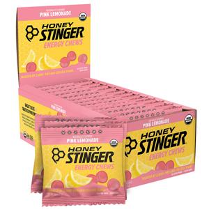 Honey Stinger Organic Pink Lemonade Energy Chew | Gluten Free & Caffeine Free | for Exercise, Running and Performance | Sports Nutrition for Home & Gym, Pre and Mid Workout | 12 Pack, 21.6 Ounce