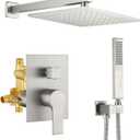 SHAMANDA Brass Rainfall Shower System, Luxuly Bathroom Shower Faucet Combo Set Brushed Nickel(Including Rough-In Valve Body and Trim)L70001-2