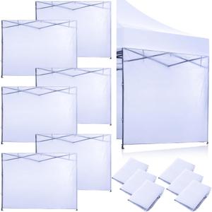 6 Pcs Canopy Sidewalls for 10x10 ft Pop up Canopy Tent Waterproof Canopy Tent Sidewalls for Outdoor Party Replacement, Sidewall Only, Tent Not Included (White)