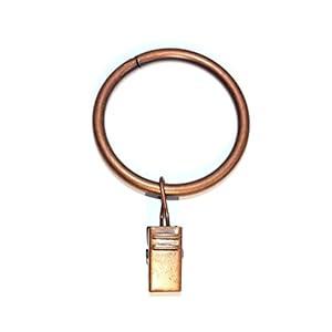 Black Curtain Ring with Clip Set of 15 Pack, Metal Curtain Clips for Drapes,1.5" Inner Diameter Hanging Ring Suitable for 1" - 1.25" Curtain Rods, Wire Loop Clips Ring for Heavy Drapes