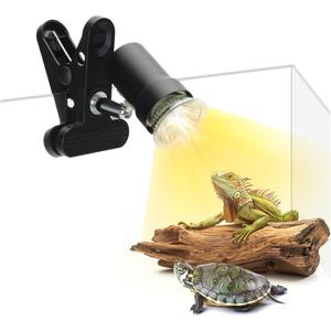 Reptile Heat Lamp with 360 Rotatable Clamp Basking Spot Light with 50W UVA UVB Heat Bulb Simulated Sunlight Heating Lamp for Turtles Lizards Snakes Amphibian Terrariums Tanks