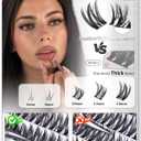 Flaunt Lash Clusters Kit Natural Wispy Lash Extension Kit Short 10mm-12mm-14mm Cluster Eyelash Extension Kit Individual Lashes Kit with Bottom Lashes Bond and Seal by ALICE