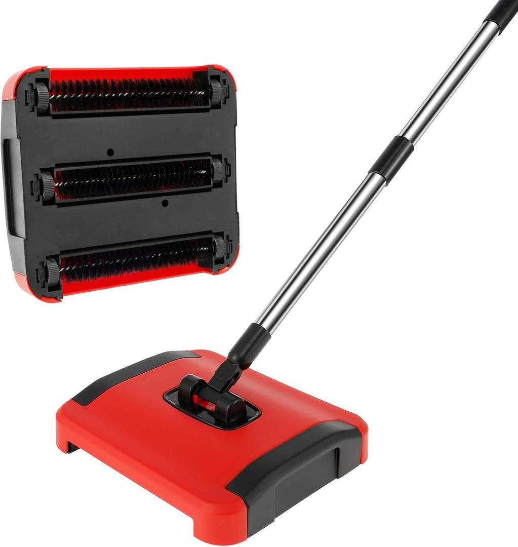 Push Carpet Sweeper, Carpet Floor Sweeper, Manual Carpet Sweeper Cleaner, Non Electric Carpet Broom Sweeper, Rug Roller Brush Push, Rug Cleaner Brush for Cleaning Pet Hair Loose Debris Lint