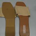 OYOANGLE Women's Single Band Square Open Toe Slide Sandals Summer Slip on Flat Sandals S 42