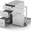 Stanbroil Outdoor Kitchen Stainless Steel Combo Propane Tank Tray with Trash Bag Ring & Triple Drawer, 30-Inch