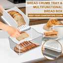 Kiss Core Upgrade Bread Slicer for Homemade Bread with Bread Box, Bread Slicing Guide Adjustable Width, Foldable and Compact Cutting Guide with Crumb Tray, Suitability for Homemade Bread, Bagels,Cakes