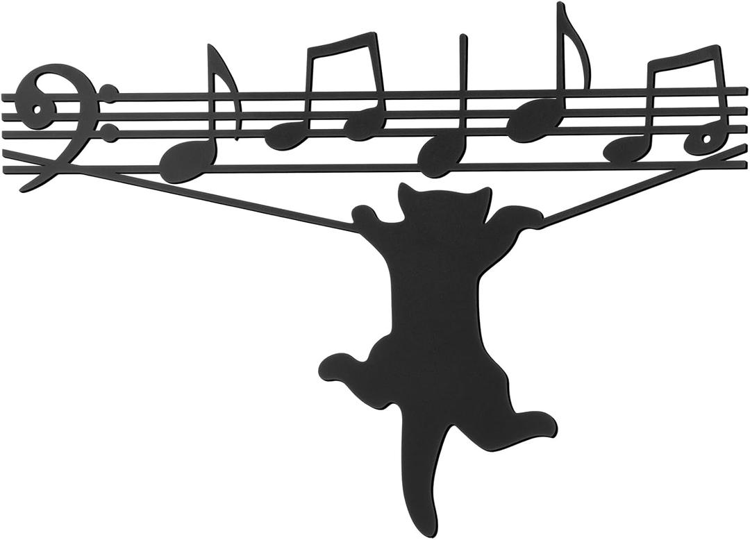 Otoolling Cat Playing Music Wall Decor Metal Black Cat Wall Art Hanging Signs Home Decor for Living Room Bedroom Bathroom Office Cats Lover Gifts(Classic,10.04 x 13.78 in)