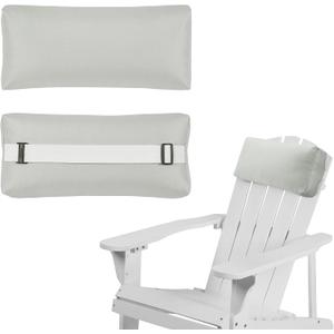 2 Pack Outdoor Patio Pillows with Adjustable Strap, Chaise Lounge Head Pillow, Lounge Head Resting Pillow for Recliner Beach Pool Lounger Office Chair，Water Resistant Light-Gray, Medium