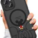 Case for iPhone 14 [Compatible with MagSafe], Cute Design Magnetic Black Translucent Frosted Matte Soft TPU Bumper Hard PC Back Protective Case with Camera Protection - B-Mic