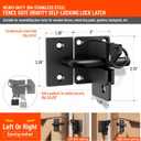 Heavy Duty Self Locking Fence Gate Lock Latch Stainless Steel, Wooden Post Mount Gate Door Latch Matte Black 1Pack